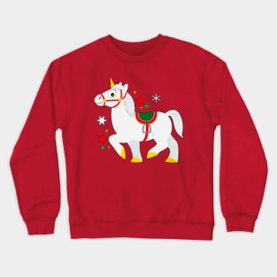 Unicorn Dressed for Christmas in the Snow Crewneck Sweatshirt